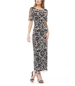 JS Collections Black and White Evening Gown Embroidered Lace Formal Dress Size 4